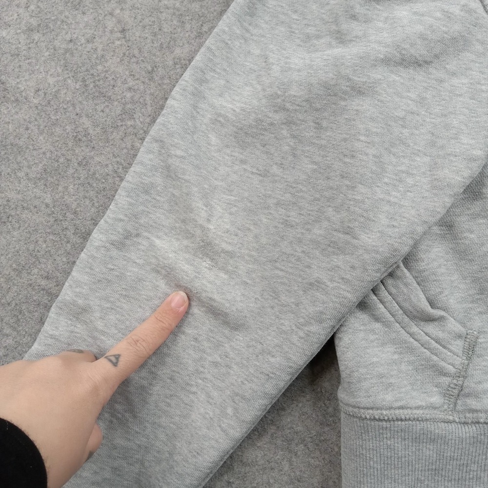 Tommy Jeans Hoodie Mens Large Gray Full Zip Fleece Sweatshirt Logo Stripe Sleeve - Picture 8 of 9